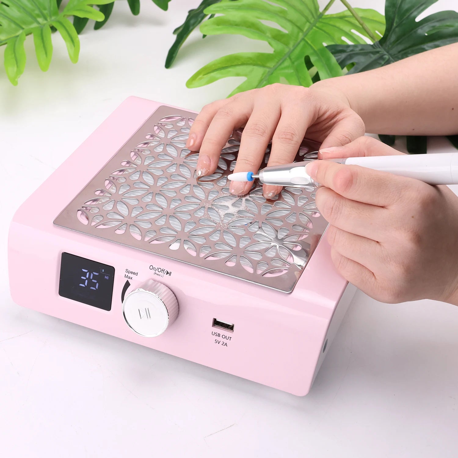2025 New Arrival 85w Strong Suction Brushless Motor 45000rpm Portable Cordless Nail Dust Collector HD Display Rotary Speed