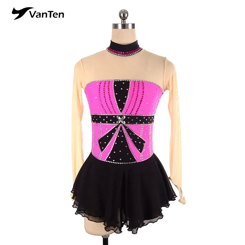 Ice Skating Dress Girls Adult Spandex Skate Skirt Dance Outfits Ballroom Figure Skating Dress for Competition
