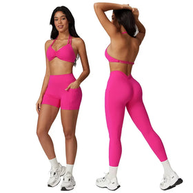 2024 Skintight Yoga Set Quick-drying Back Fitness Wear Outdoor Running Sports Set for Women