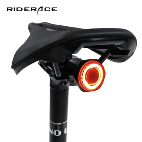 RIDERACE Smart Bicycle Brake Tail Light Automatic Sensor Light Rainproof LED Bike Rear USB Rechargeable Road Cycling Taillight