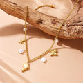 Fine Jewelry Stainless Steel Gold Plated Starfish Freshwater Pearls With Dolphin Star Charm Necklace