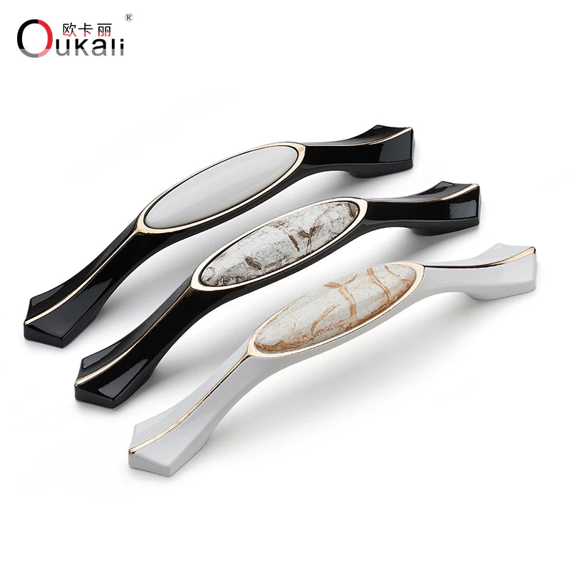 Manufacturer of Popular European-style Zinc Alloy Ceramic Handle Drawer Cupboard Door Handle Furniture Hardware Handle
