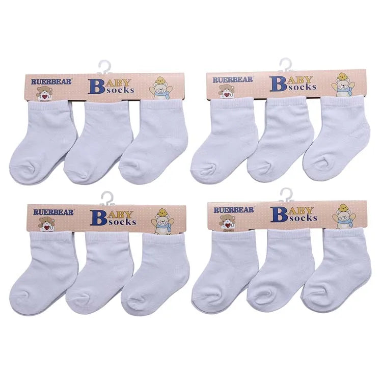 Wholesale Infant Baby Girl Dress Socks 3 Pairs of Anti-Slip Breathable White Soft Cotton Winter Autumn Usage for Kids