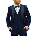 Fashion Navy Men's Suits Regular Fit 3 Piece (Jacket+Vest+Pant) Tuxedos Blazer for Evening Party Prom Man Suits Set