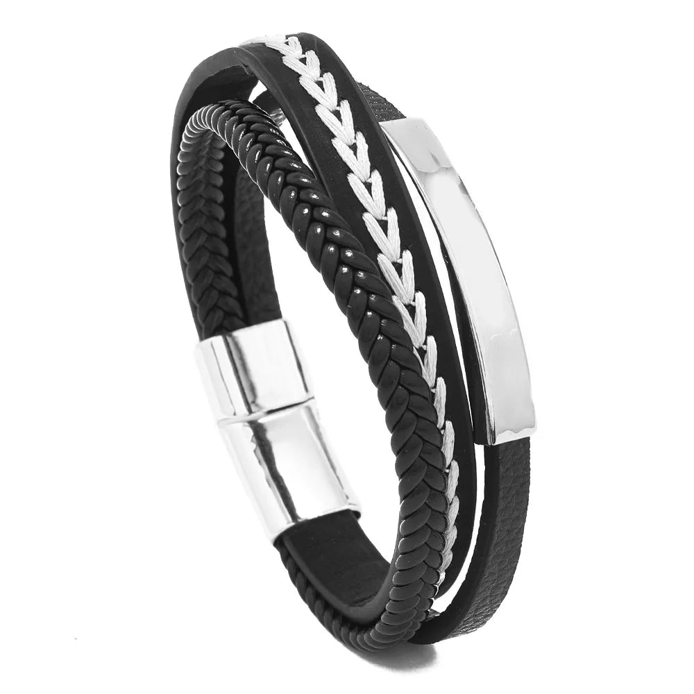 Handmade Bohemia Beach Woven Multilayer Rope Leather Bracelet for Men