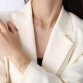 Italian Charm Stainless Steel 18k Gold Plated butterfly Knot Minimalistes Necklace Jewelry Set Bracelet Bracelets Women