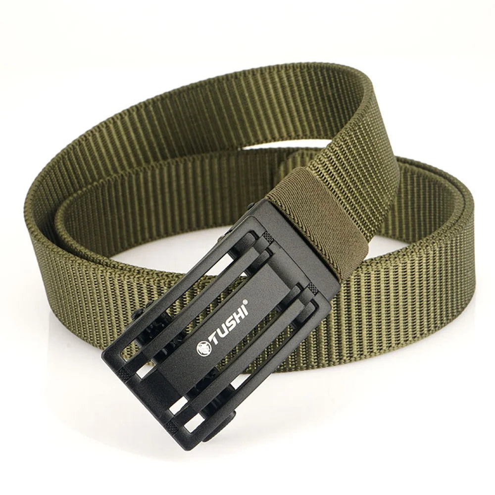 Wholesale New Fashion Men's Business Cowboy Belt Alloy Automatic Buckles Leather Nylon Sports Canvas Casual Outdoor Use
