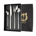 Modern Slim Handle 4pcs Stainless Steel Cutlery Set PVD Gold Black Rose Gold Flatware Set in Gift Box for Wedding Hotel