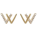 925 Sterling Silver 14k Gold Plated Crystal Earrings Women Simple Fashion Wedding Jewelry Accessories