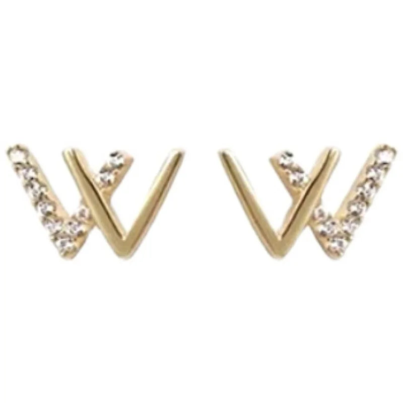 925 Sterling Silver 14k Gold Plated Crystal Earrings Women Simple Fashion Wedding Jewelry Accessories