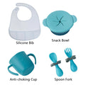 Biboo OEM ODM Kids Feeding Products BPA Free PP Plastic Snack Cuction Bowl Water Cup Baby Silicone Bib Dinner Tableware Set