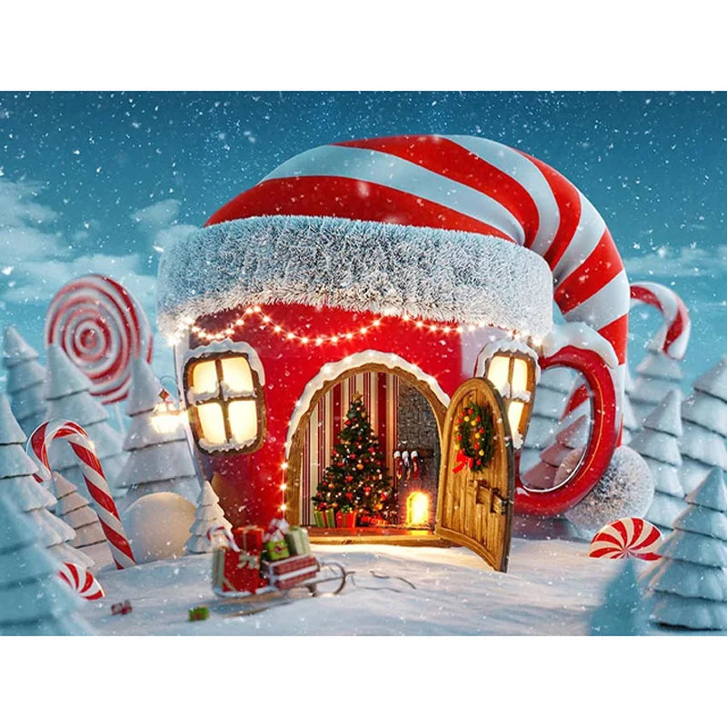 Christmas House Diamond Painting Christmas Lollipop Wall Painting Full Drill Embroidery Round & Square Diamond Painting