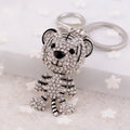 Factory Wholesale Diamond Animals Tiger Key Ring Bling Rhinestone Crystal Tiger Keychain for Women