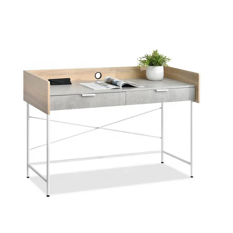 Factory Price Modern Girly Adjustable Height Metal Office Desk with Locking Drawers and Shelves for Villa Use