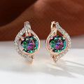 CAOSHI Wholesale Unique Round Multi Colors Crystal Cubic Zirconia Earrings Fashion Party Rose Gold Plated CZ Hoop Earrings Women