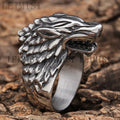Polished Silver Mens Stainless Steel Viiking Gothic Punk Animal Wolf Totem Ring Wholesale RTS