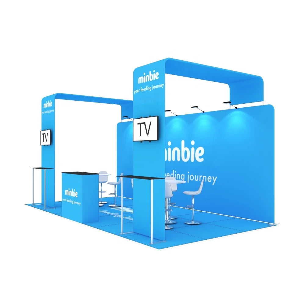 10x20ft Portable Tool Free Aluminum Tension Fabric Backdrop Light Weight Exhibition Trade Show Booth