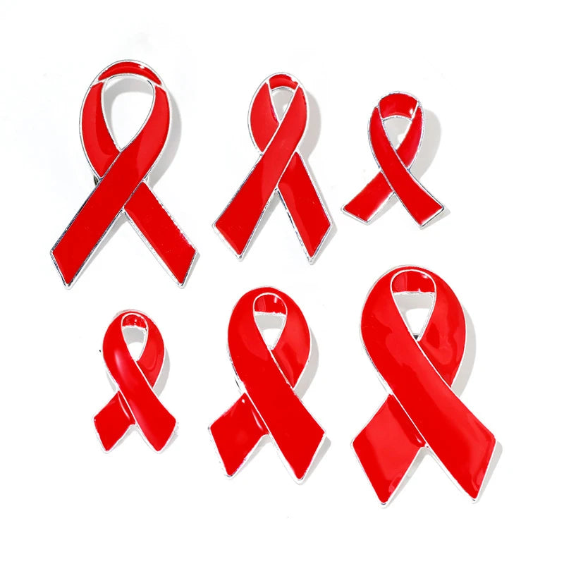 Manufacturer Red Ribbon HIV AIDS Awareness Enamel Backpack Suit Hat Clothes Tie Scarf Button Pin Badge Lapel Pin Brooch