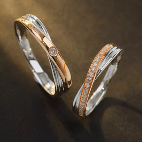 H&F Couple Rings for Weddings and Engagement Gold 18K 14K 10K Custom Natural Diamond Promise Friendship Couple Rings