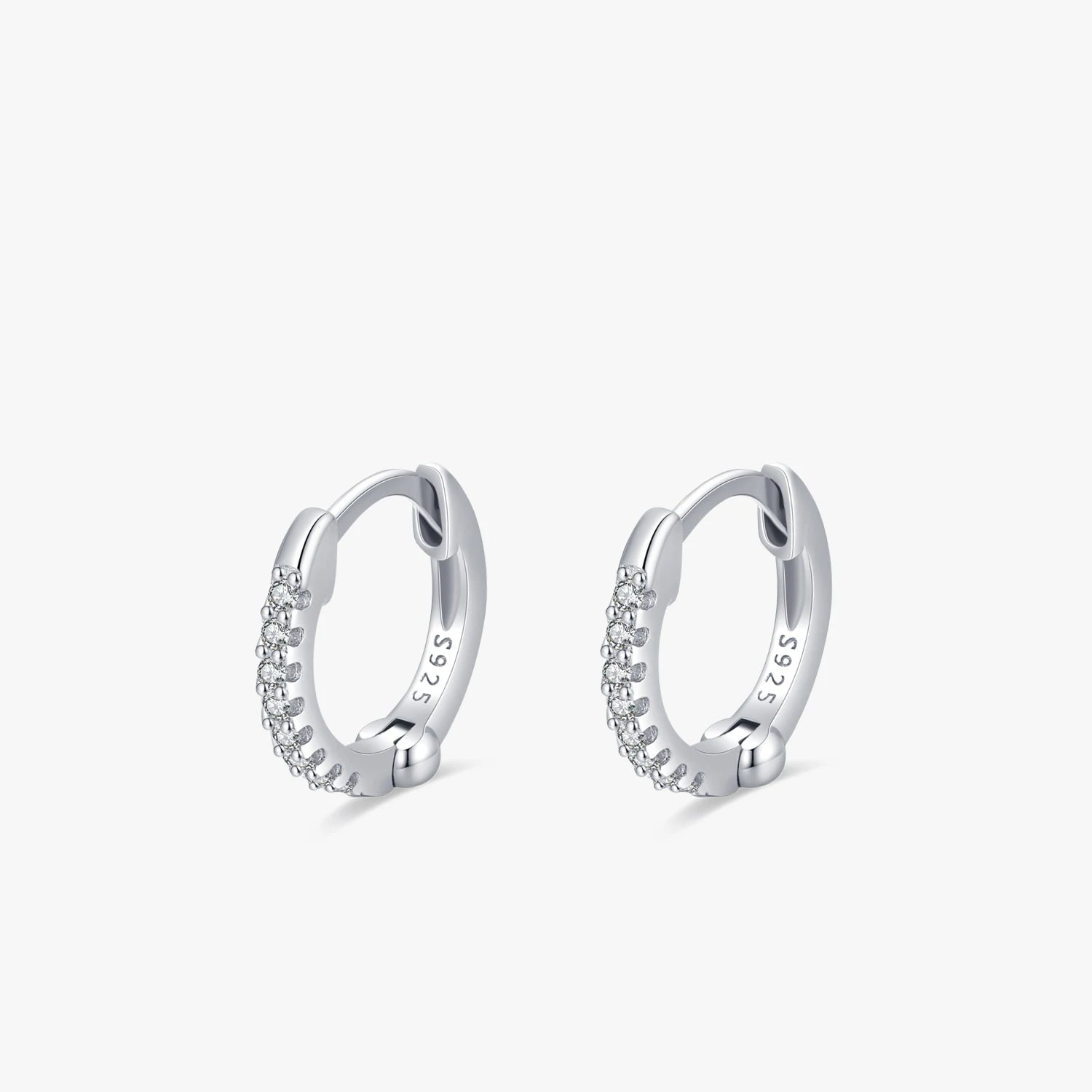 Ailmay Real 925 Sterling Silver Simple Clear Zircon Earrings for Women Minimalist Fine Hypoallergenic Jewelry New Style