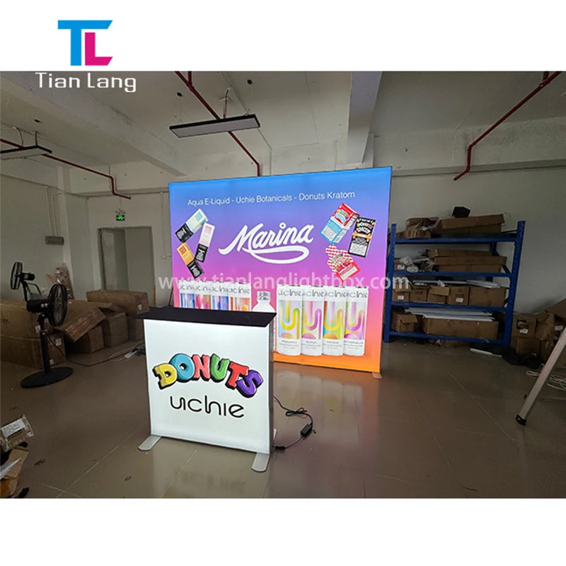 2024 China Manufacture Advertising Backlit Wall LED L-shaped Corner Exhibition Light Box