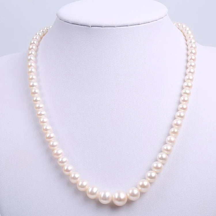 Classic Bow Design 18K Gold Necklace with Natural Pearl G750 Strand Chain 6-7mm Trendy Style for Children's Engagement Gift