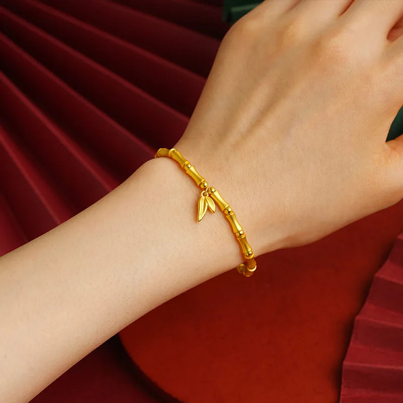 YL Sha Jin Trendy New Chinese Alloy Electroplated Bracelet Girl's High Sense All-match Couple's Beaded Gold Imitation