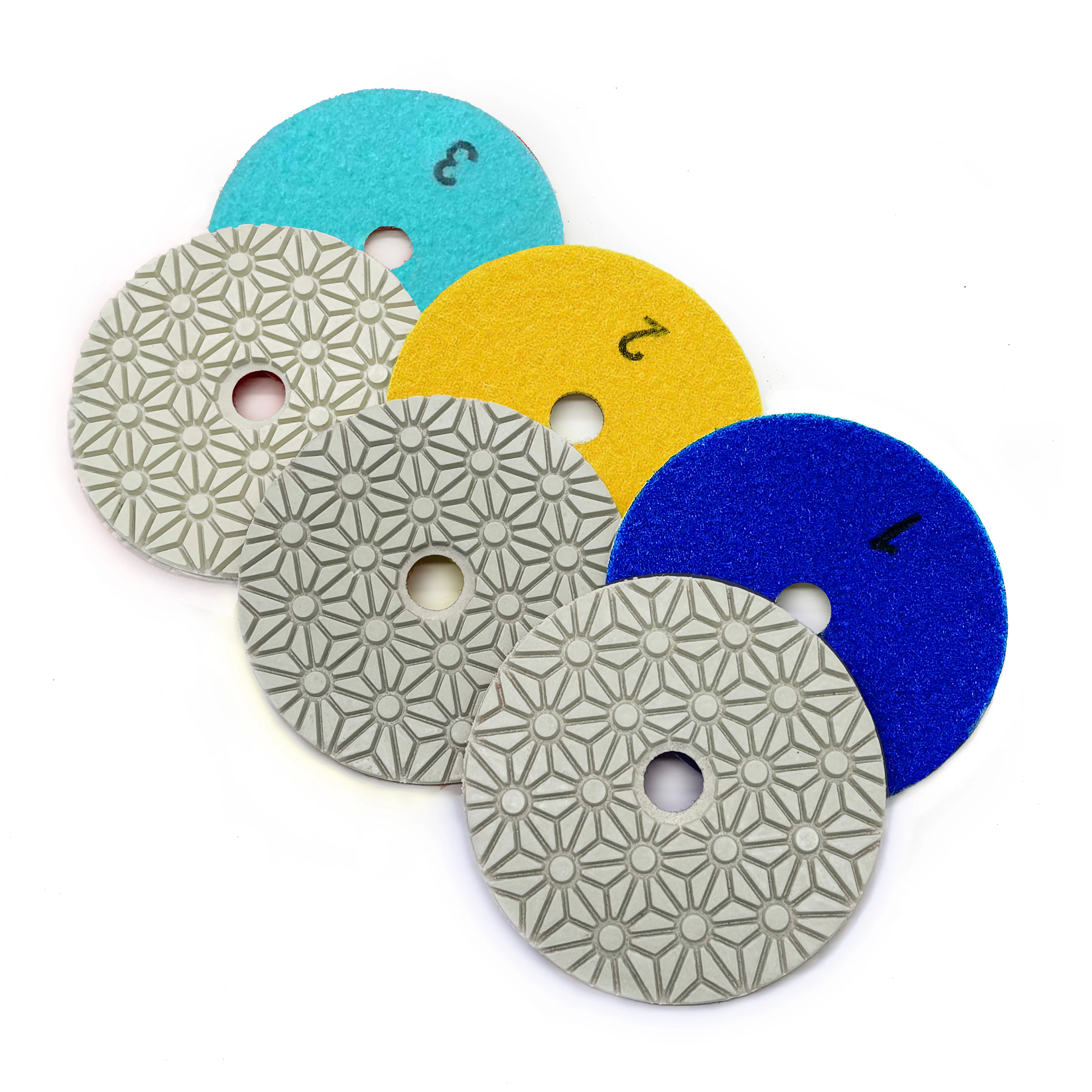 3 Step Wet/Dry Buffing Pads for Granite Marble Quartz-High Efficiency CE Certified OEM Available White Color
