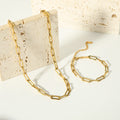 New Design 18K Gold Plated Stainless Steel U Shape Paper Clip Chain Women Jewelry Set for Women