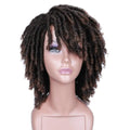 HANNE Dreadlock Wig Short Twist Wigs for Black Women and Men Afro Curly Synthetic Wig (1B\/30#)