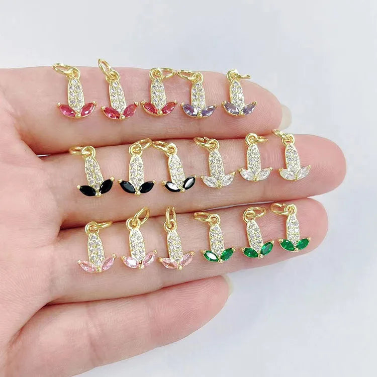 CZ8545 Dainty 18K Gold Mini Jewelry Supplies Small Cute Diamond CZ Cubic Zirconia Ear of Corn Cob Corncob Food Charms Pendants
