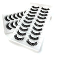 Fast Shipping Custom Logo Russian Strip Eyelashes 10 Pairs Set Mixed Length Synthetic Mink Fiber Synthetic Eyelashes Thick Style