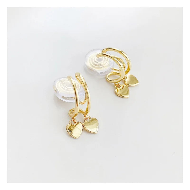 Luxury Heart Shape Mosquito Coil Ear Clip Earrings Jewelry Non Piercing Small Hoop Clip Earring Earrings for Girl
