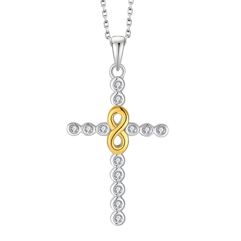 Cross Infinity Pendants Necklace European and American S925 Sterling Silver Necklaces Fine Necklace Jewelry Women Zircon MegaBDM