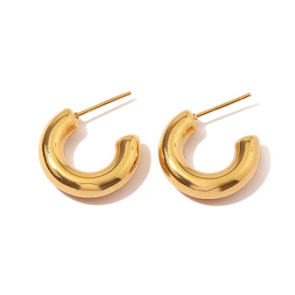 Wholesale Gold Color CC Shape Punk Earrings Stainless Steel  Waterproof  Chunky Earrings Jewelry