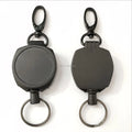 Fast Delivery Anti Lost Retractable  Heavy Black EDC Car Keychain Reel ID Holder with Thick Oval Hook