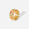 Woven Cross Wide Band Jewelry Women Stainless Steel Rings 18k Gold Colorful Oil Dripping Adjustable Open Rings