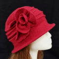HZM-23384 Fashion Felt Hats Women Winter Wool Cloche Hat With Flower Ladies Dress Church Hat Flower Decoration