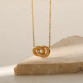 New Hollow Circle Necklace Zircon Stainless Steel Round Circle Pendant Necklace for Girls