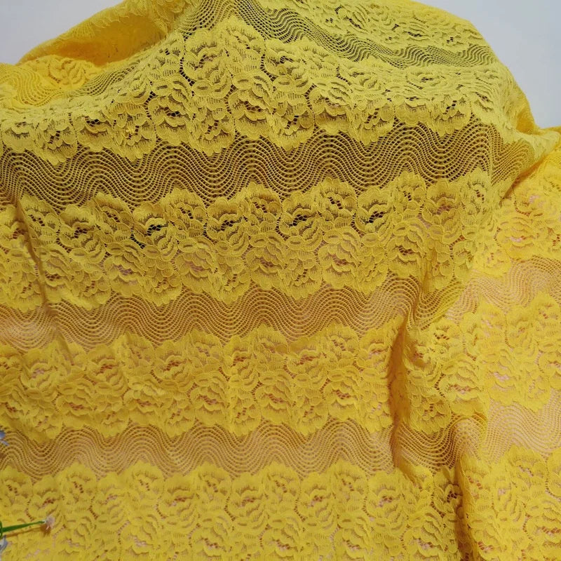 Multi Colors Retail Floral Wave Strip Lace Fabric for Couture