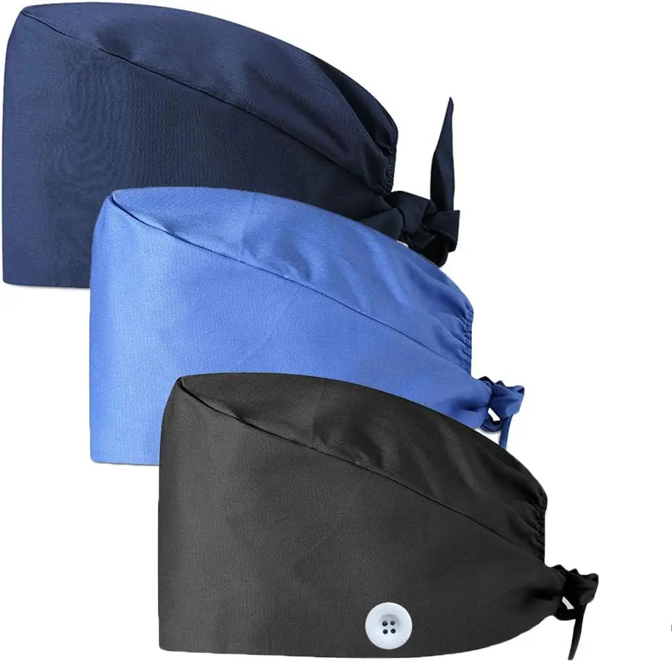 Working Caps With Buttons and Sweatband Adjustable Gourd-Shaped Tie Back Hats for Women Men