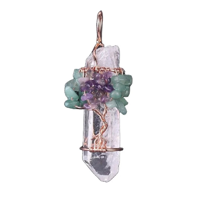 CSJA Hot Sale 7 Chakra Tree of Life Crystal Pendants