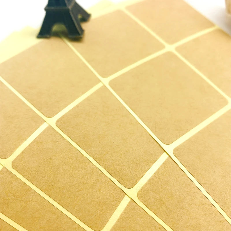 100pcs/pack Square Design Kraft Blank Sealing Sticker for Handmade Products DIY Note Gift Label Writable Labels and Packaging