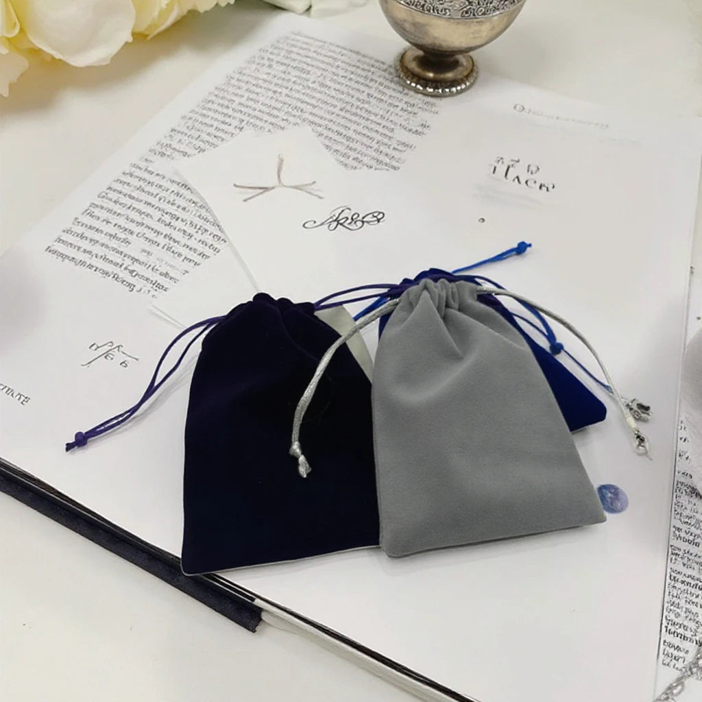 Hot Selling Organic Cotton Velvet Jewelry Pouch Soft Small Calico Flannel Fabric Recyclable Drawstring Dust Bag for Gift