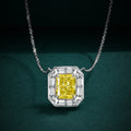 2023 New Fine Jewelry Necklaces 925 Sterling Silver 10X10 Princess Flower Goose Yellow Diamond Pendant Necklace