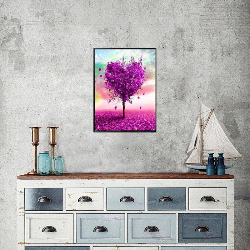 Purple Heart-Shaped Tree 5D Diamond Painting DIY Full Square/Round Beads Rhinestone Embroidery Cross Stitch Kits Arts Home Decor