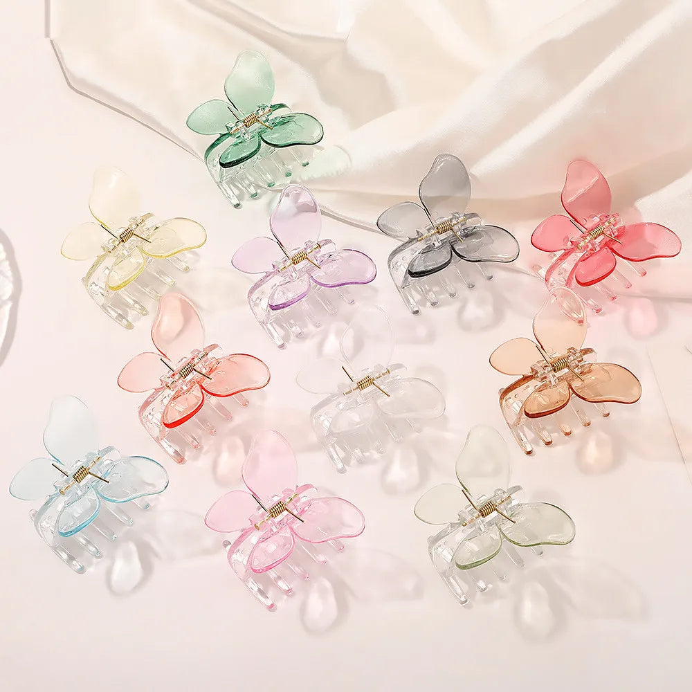 Wholesale Fashion Korean Hair Clips Girls Butterfly Hair Claws Clips Clear Plastic Shape Hair Clips for 2021 Girls Women