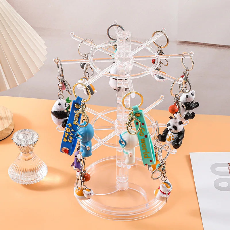 Key Chain Rotate Pylons Personalized Wholesale Display Rack Custom logo Small Ornaments and Pendants Gift PVC Plastic Keychains