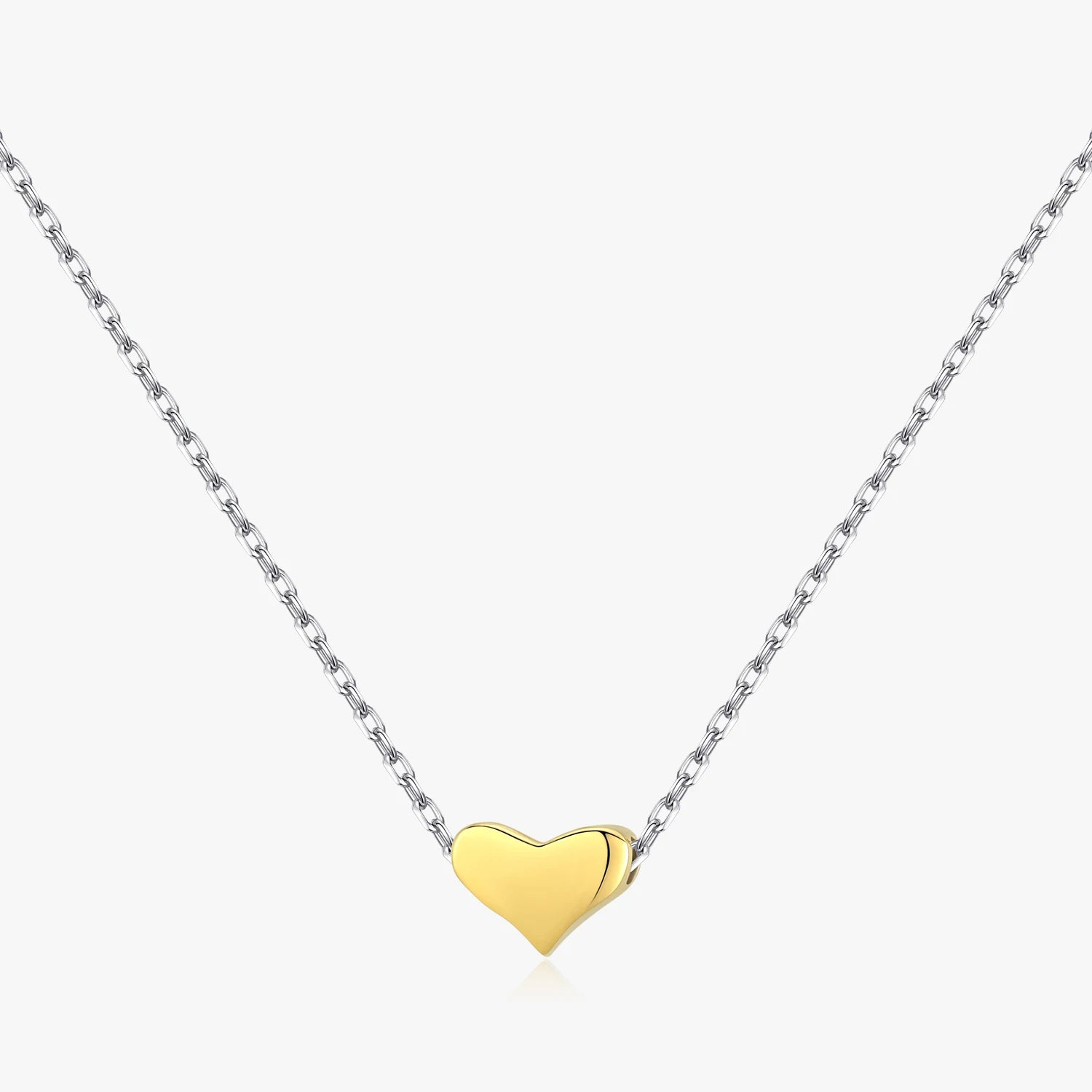 Gold Color Exquisite Heart Pendant Real 925 Sterling Silver Love Necklace Chain for Women Fine Jewelry