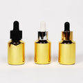 30ml Golden Cylinder Slope Facial Hair Oil Glass Dropper Bottle Screen Printed Custom Logo for Skincare Essence Serum Essential